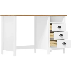 vidaXL Bureau Hill avec 3 tiroirs 120x50x74 cm Bois pin massif 288998