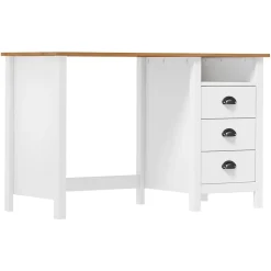 vidaXL Bureau Hill avec 3 tiroirs 120x50x74 cm Bois pin massif 288998