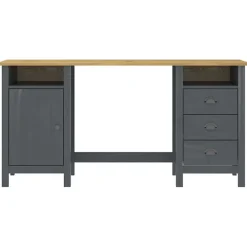 vidaXL Bureau Hill Range Gris 150x50x74 cm Bois de pin solide