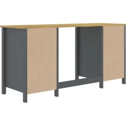 vidaXL Bureau Hill Range Gris 150x50x74 cm Bois de pin solide