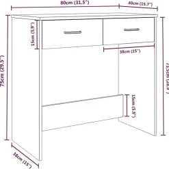vidaXL Bureau Sonoma gris 80x40x75 cm Bois d'ingénierie 815475