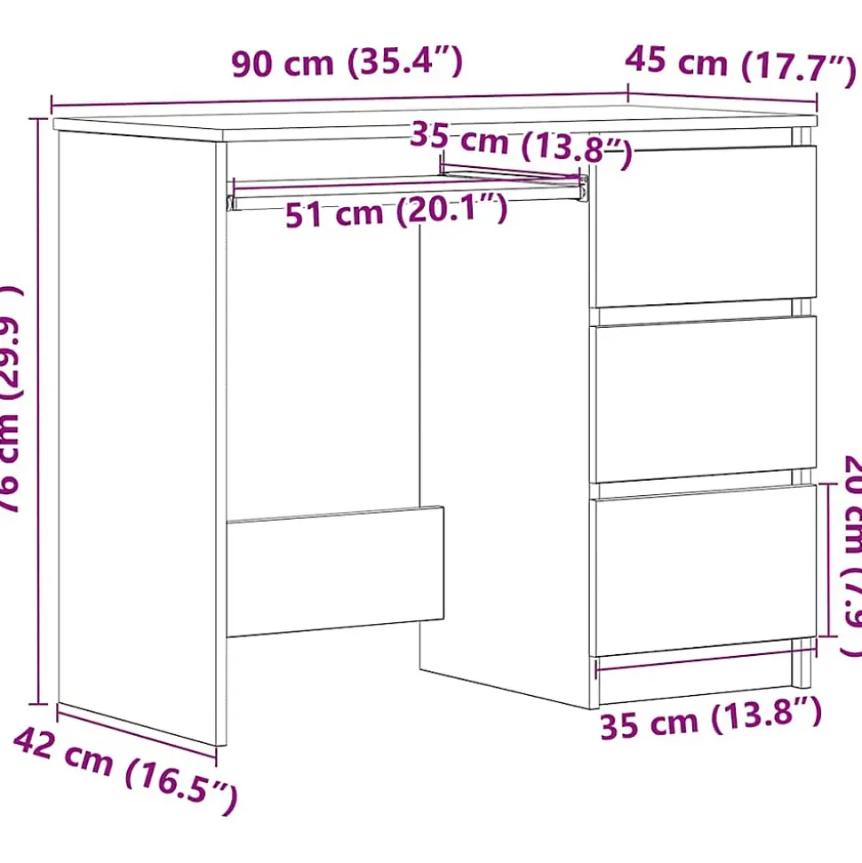 vidaXL Bureau Sonoma gris 90x45x76 cm Bois d'ingénierie 815508