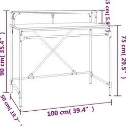 vidaXL Bureau sonoma gris 100x50x90 cm bois d'ingénierie et fer 826702