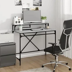 vidaXL Bureau sonoma gris 100x50x90 cm bois d'ingénierie et fer 826702