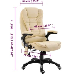 vidaXL Chaise de bureau de massage Crème Similicuir