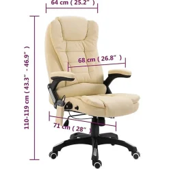 vidaXL Chaise de bureau de massage Crème Similicuir