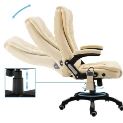 vidaXL Chaise de bureau de massage Crème Similicuir