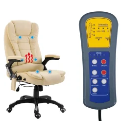 vidaXL Chaise de bureau de massage Crème Similicuir