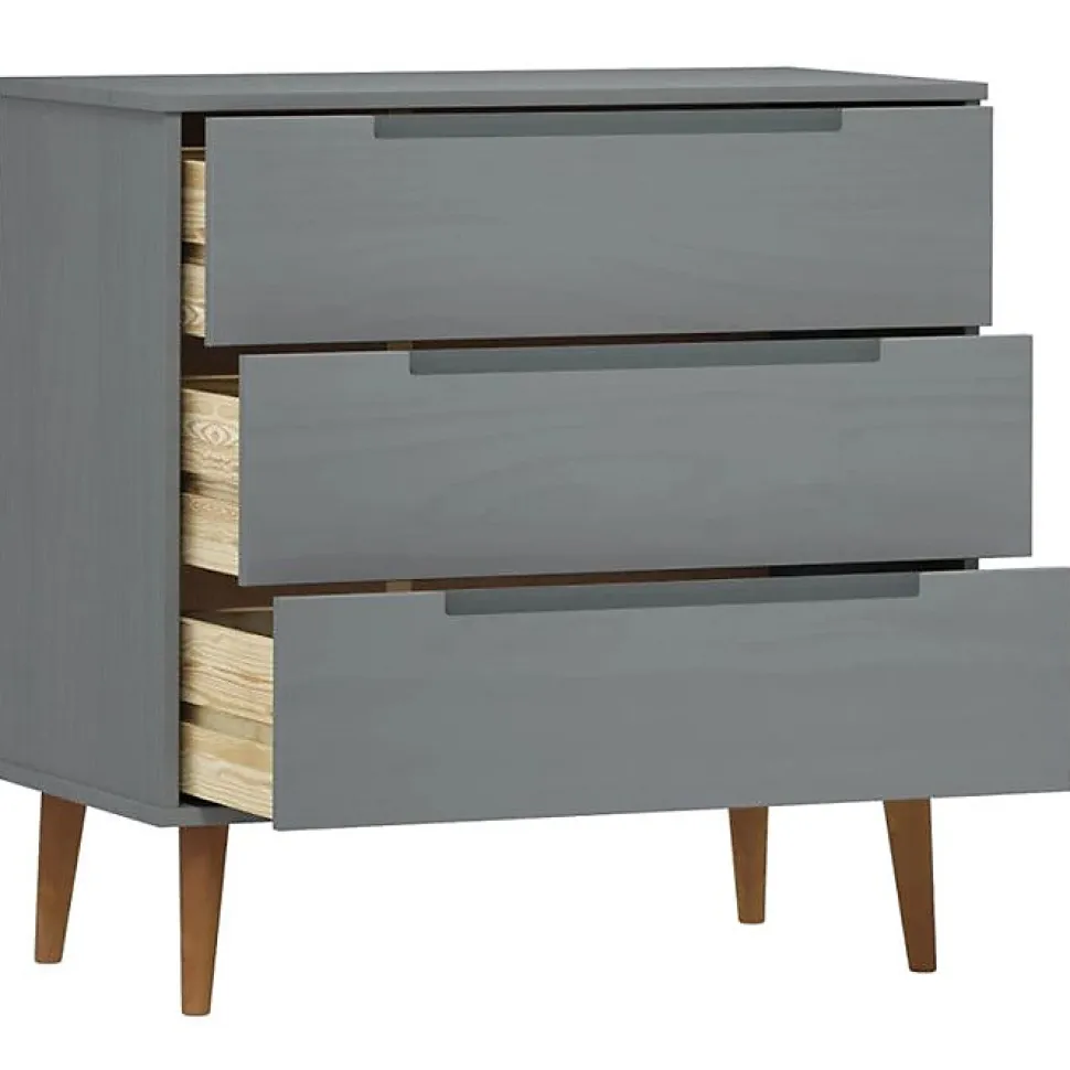 vidaXL Commode MOLDE Gris 80x40x80 cm Bois de pin massif 350506