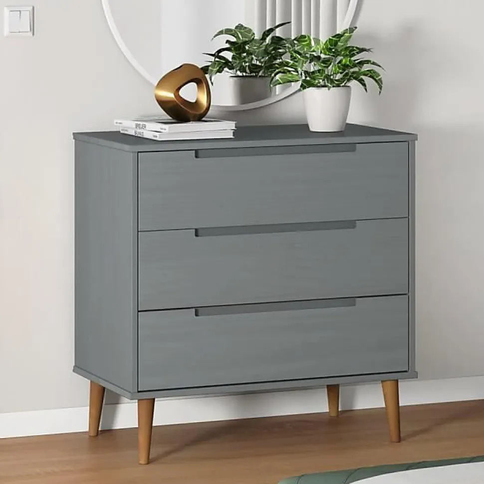 vidaXL Commode MOLDE Gris 80x40x80 cm Bois de pin massif 350506