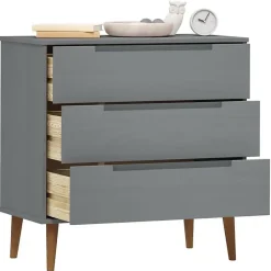 vidaXL Commode MOLDE Gris 80x40x80 cm Bois de pin massif 350506