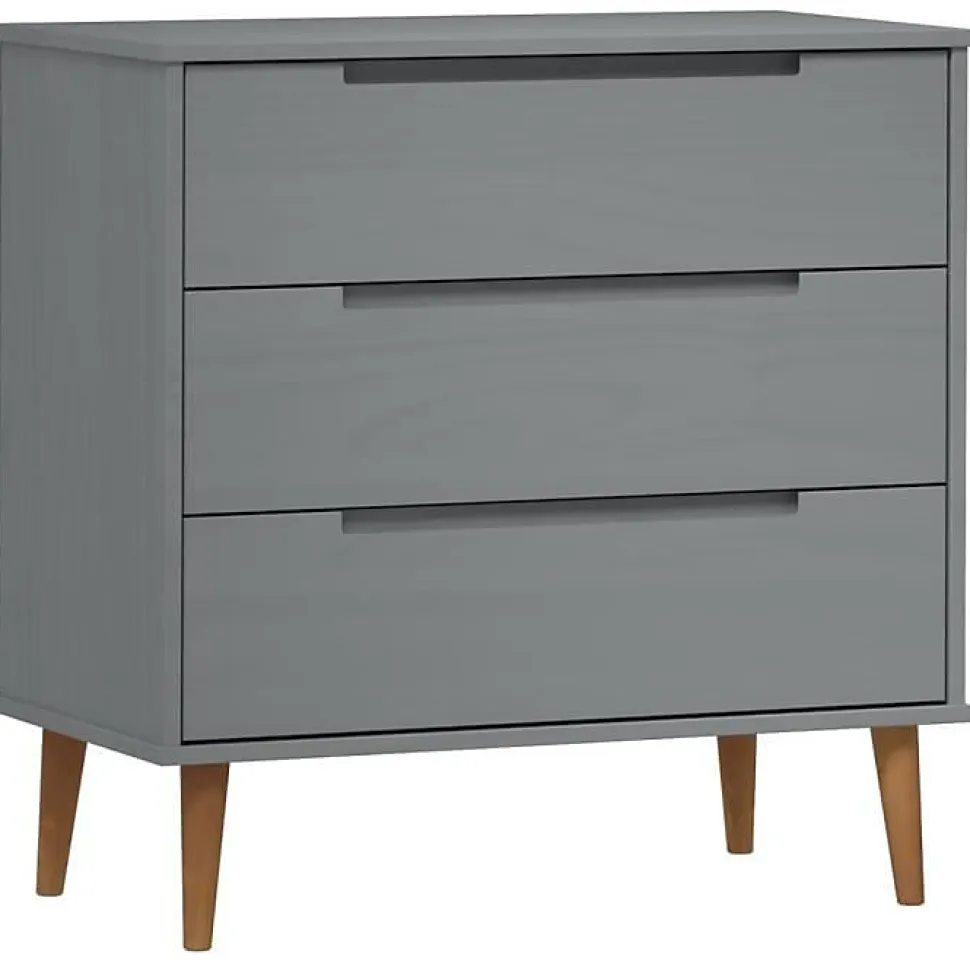 vidaXL Commode MOLDE Gris 80x40x80 cm Bois de pin massif 350506