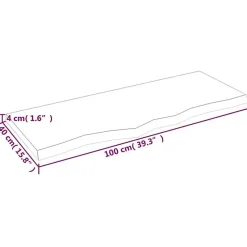vidaXL Comptoir de salle de bain 100x40x4 cm bois massif non traité 3156033