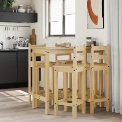 vidaXL Ensemble de bar 5 pcs Bois de pin massif 3217072