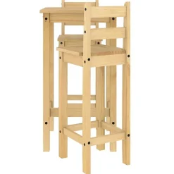 vidaXL Ensemble de bar 3 pcs Bois de pin massif, ensemble de pub, ensemble de meubles, tabouret de bar en bois, ensemble de 400568