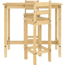 vidaXL Ensemble de bar 3 pcs Bois de pin massif, ensemble de pub, ensemble de meubles, tabouret de bar en bois, ensemble de 400569
