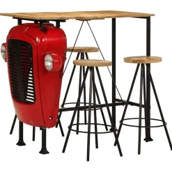 vidaXL Ensemble de bar 5 pcs bois de manguier massif, ensemble de pub, ensemble de meubles, tabouret de bar en bois, 4009369