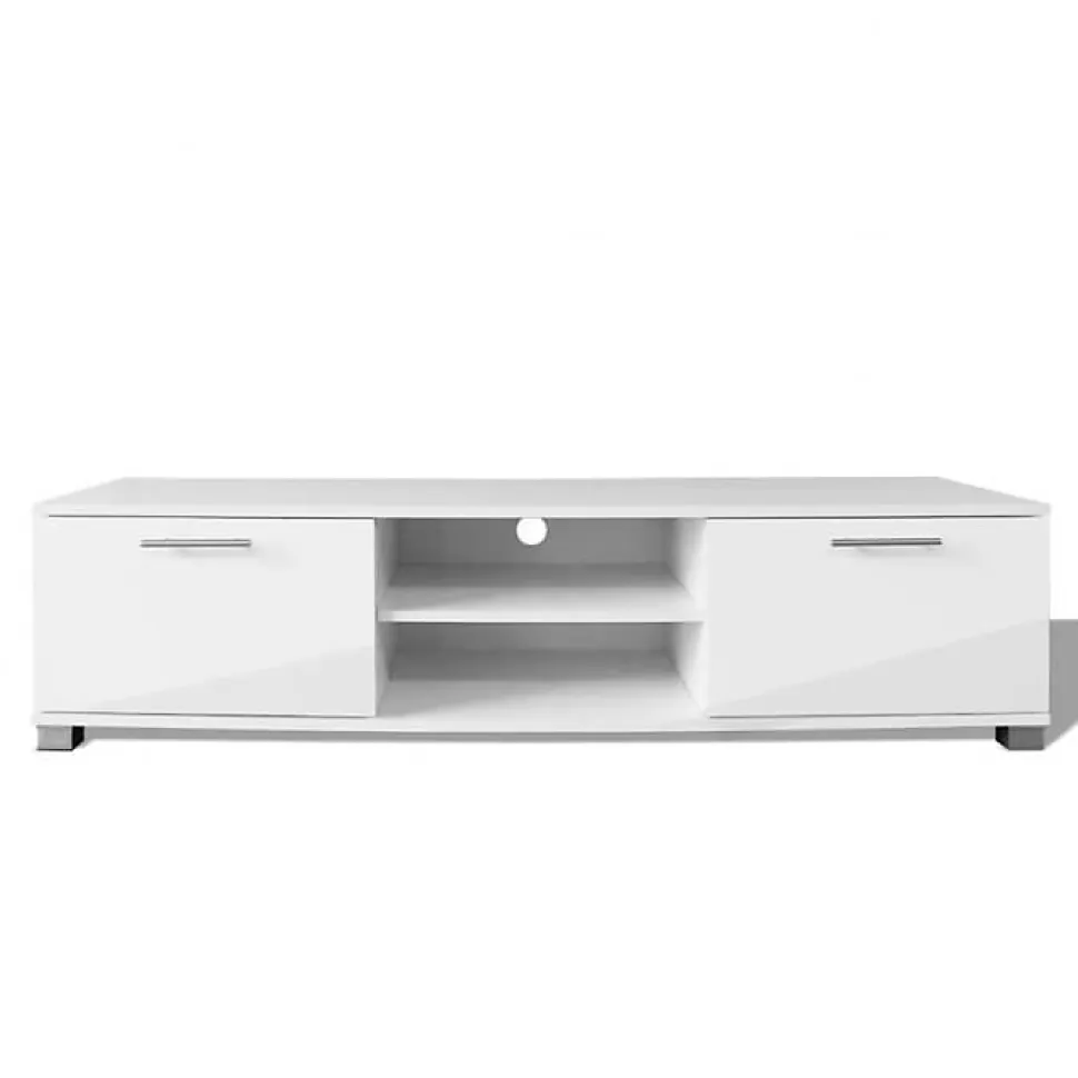 vidaXL Meuble TV à haute brillance blanc 120 x 40,3 x 34,7 cm