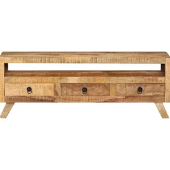 vidaXL Meuble TV 110 x 30 x 40 cm Bois massif de manguier