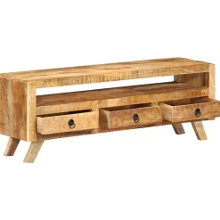 vidaXL Meuble TV 110 x 30 x 40 cm Bois massif de manguier