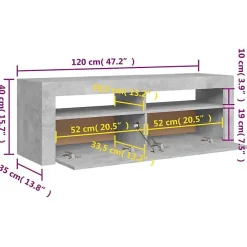 vidaXL Meuble TV avec Lumières LED, Armoire de Télévision, Meuble Télé de Salon, Armoire Basse Salle de Séjour Intérieur, 804314