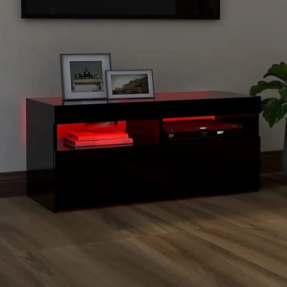 vidaXL Meuble TV avec Lumières LED, Armoire de Télévision, Meuble Télé de Salon, Armoire Basse Salle de Séjour Intérieur, 804383