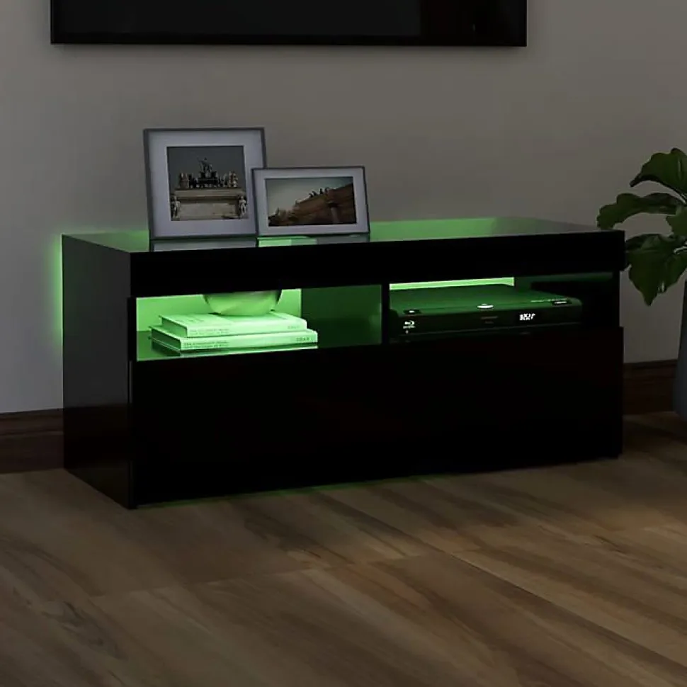 vidaXL Meuble TV avec Lumières LED, Armoire de Télévision, Meuble Télé de Salon, Armoire Basse Salle de Séjour Intérieur, 804383