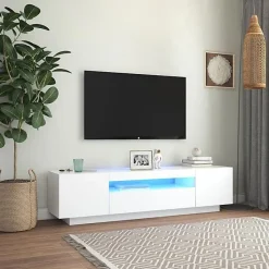 vidaXL Meuble TV avec Lumières LED, Armoire de Télévision, Meuble Télé de Salon, Armoire Basse Salle de Séjour Intérieur, 804427