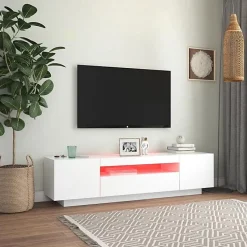 vidaXL Meuble TV avec Lumières LED, Armoire de Télévision, Meuble Télé de Salon, Armoire Basse Salle de Séjour Intérieur, 804427