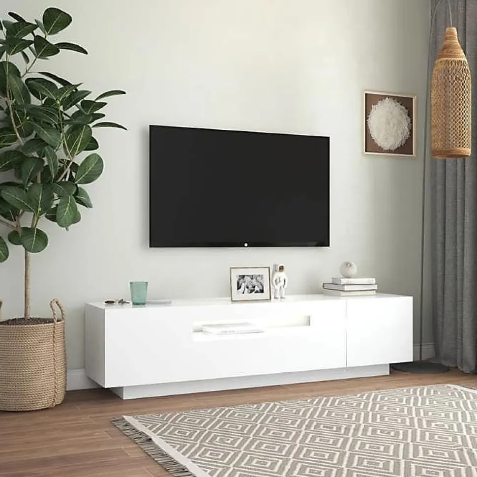 vidaXL Meuble TV avec Lumières LED, Armoire de Télévision, Meuble Télé de Salon, Armoire Basse Salle de Séjour Intérieur, 804427