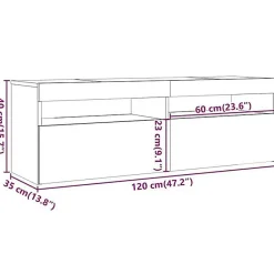 vidaXL Meuble TV avec Lumières LED Armoire Basse Centre de Divertissement Meuble Stéréo Salon Salle de Séjour Maison 804373