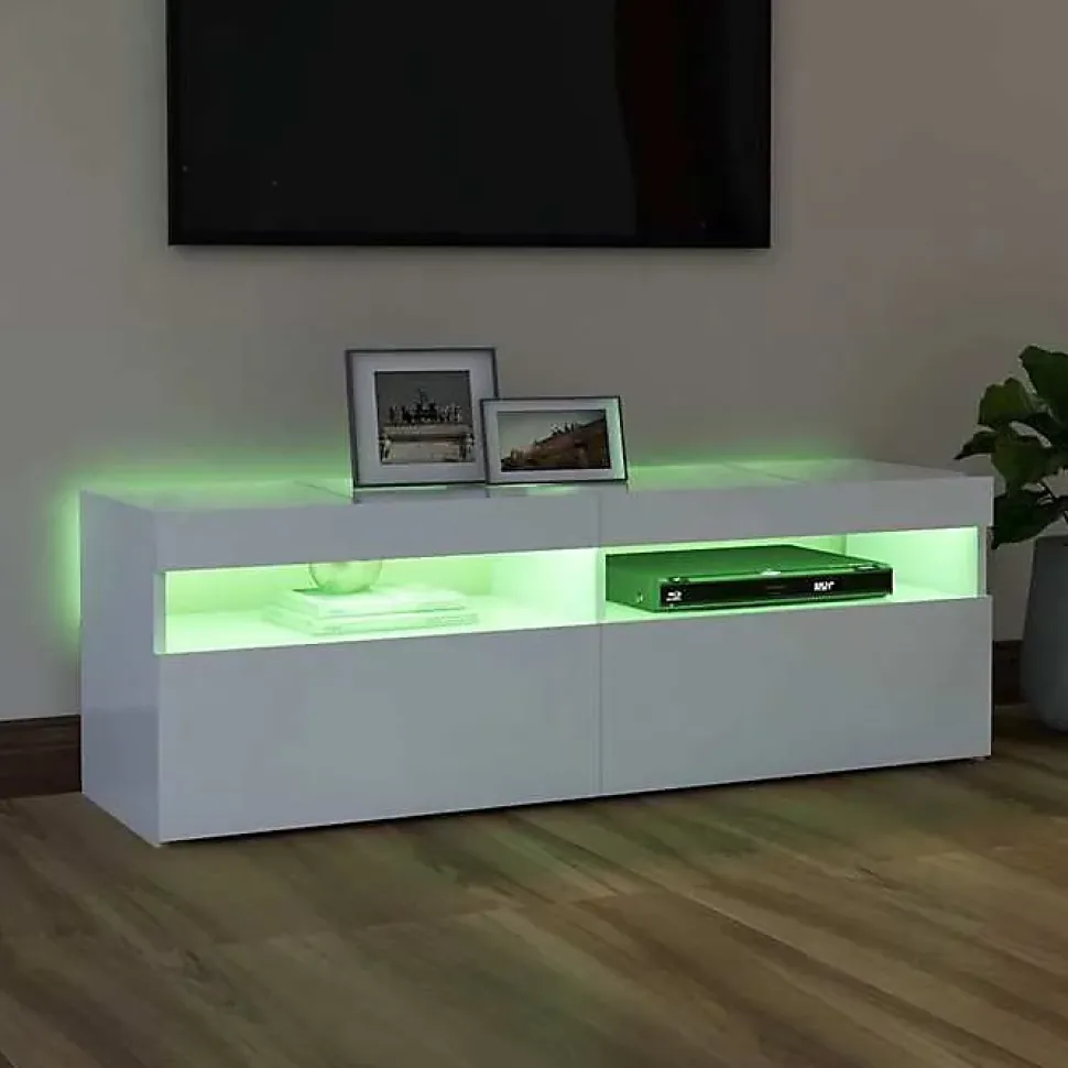 vidaXL Meuble TV avec Lumières LED Armoire Basse Centre de Divertissement Meuble Stéréo Salon Salle de Séjour Maison 804373