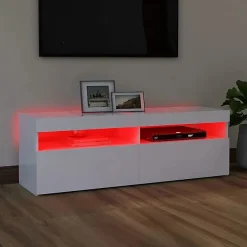 vidaXL Meuble TV avec Lumières LED Armoire Basse Centre de Divertissement Meuble Stéréo Salon Salle de Séjour Maison 804373