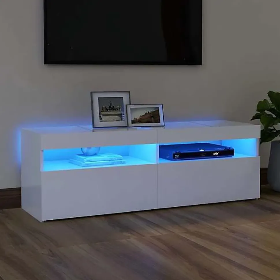 vidaXL Meuble TV avec Lumières LED Armoire Basse Centre de Divertissement Meuble Stéréo Salon Salle de Séjour Maison 804373