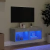 vidaXL Meuble TV avec Lumières LED, Armoire de Télévision Murale avec Rangement, Meuble Télé Suspendu Salon Salle de Séjour, 83714