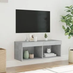 vidaXL Meuble TV avec Lumières LED, Armoire de Télévision Murale avec Rangement, Meuble Télé Suspendu Salon Salle de Séjour, 83714