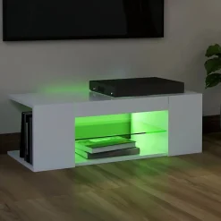 vidaXL Meuble TV avec Lumières LED Armoire Basse Centre de Divertissement Meuble Stéréo Salon Salle de Séjour Maison 804238