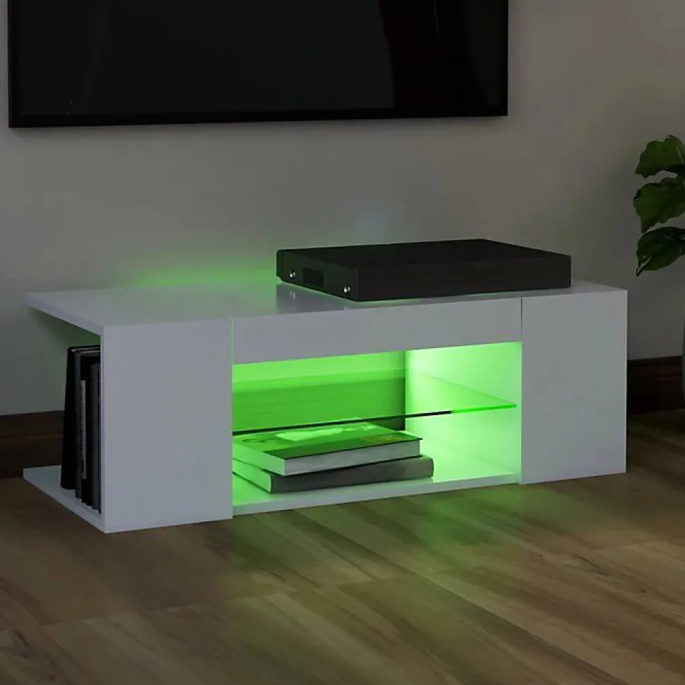 vidaXL Meuble TV avec Lumières LED Armoire Basse Centre de Divertissement Meuble Stéréo Salon Salle de Séjour Maison 804238