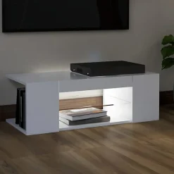 vidaXL Meuble TV avec Lumières LED Armoire Basse Centre de Divertissement Meuble Stéréo Salon Salle de Séjour Maison 804238
