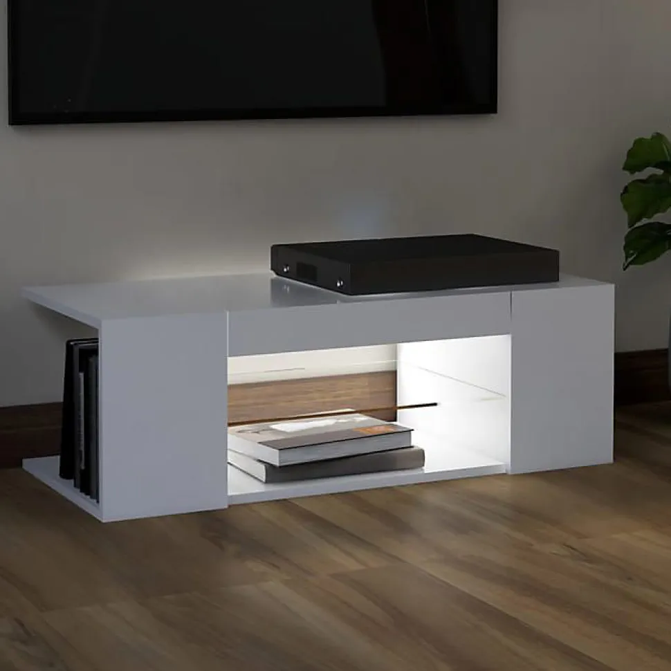 vidaXL Meuble TV avec Lumières LED Armoire Basse Centre de Divertissement Meuble Stéréo Salon Salle de Séjour Maison 804238