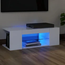 vidaXL Meuble TV avec Lumières LED Armoire Basse Centre de Divertissement Meuble Stéréo Salon Salle de Séjour Maison 804238