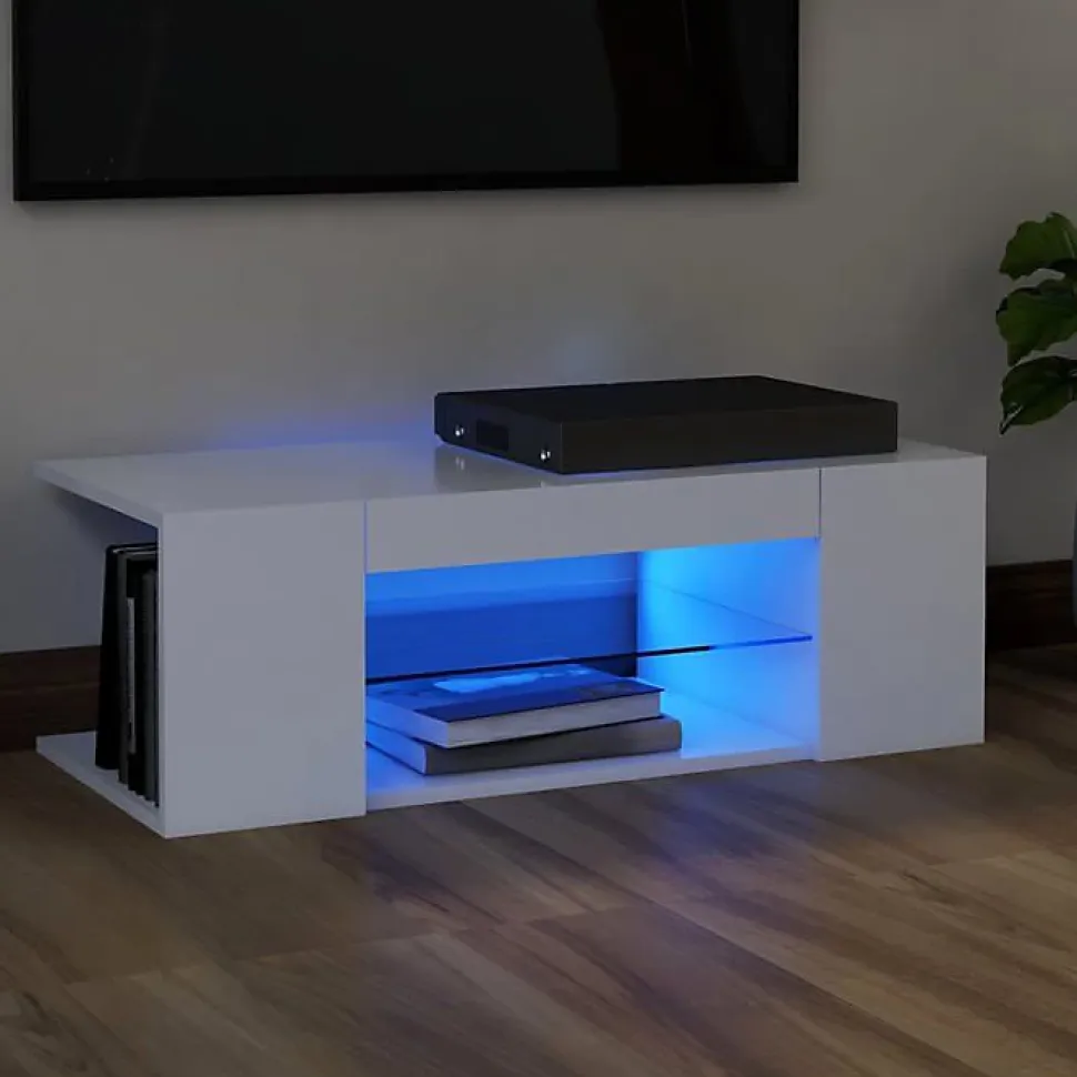 vidaXL Meuble TV avec Lumières LED Armoire Basse Centre de Divertissement Meuble Stéréo Salon Salle de Séjour Maison 804238