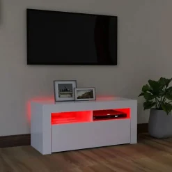 vidaXL Meuble TV avec Lumières LED, Armoire de Télévision, Meuble Télé de Salon, Armoire Basse Salle de Séjour Intérieur, 804319