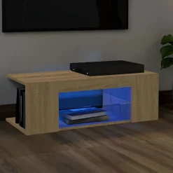 vidaXL Meuble TV avec Lumières LED, Armoire de Télévision, Meuble Télé de Salon, Armoire Basse Salle de Séjour Intérieur, 804241