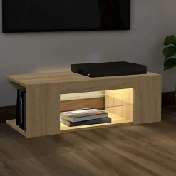 vidaXL Meuble TV avec Lumières LED, Armoire de Télévision, Meuble Télé de Salon, Armoire Basse Salle de Séjour Intérieur, 804241