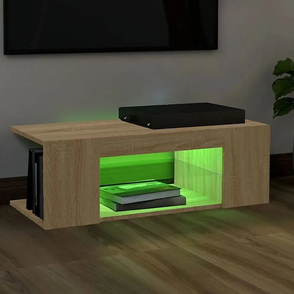 vidaXL Meuble TV avec Lumières LED, Armoire de Télévision, Meuble Télé de Salon, Armoire Basse Salle de Séjour Intérieur, 804241