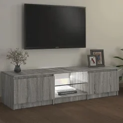vidaXL Meuble TV avec lumières LED Sonoma gris 140x40x35,5 cm, support TV, armoire média, armoire hifi, unité TV, unité 822682