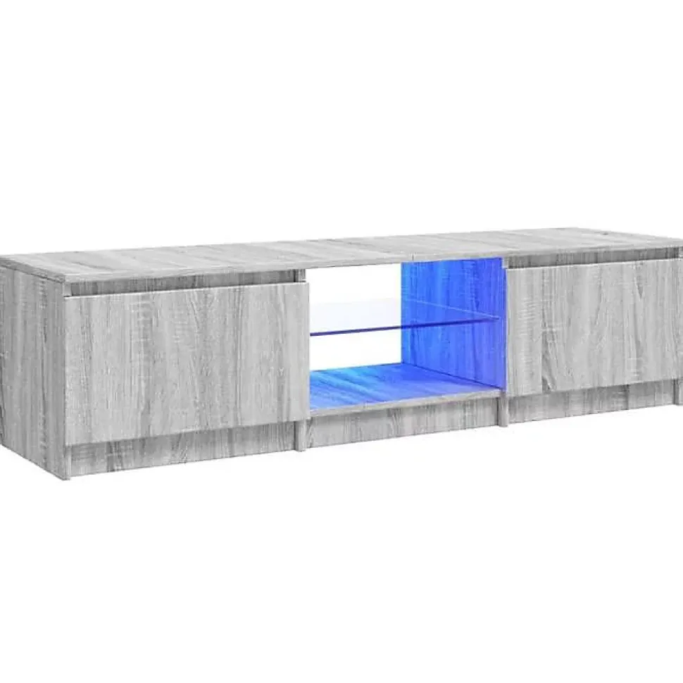 vidaXL Meuble TV avec lumières LED Sonoma gris 140x40x35,5 cm, support TV, armoire média, armoire hifi, unité TV, unité 822682