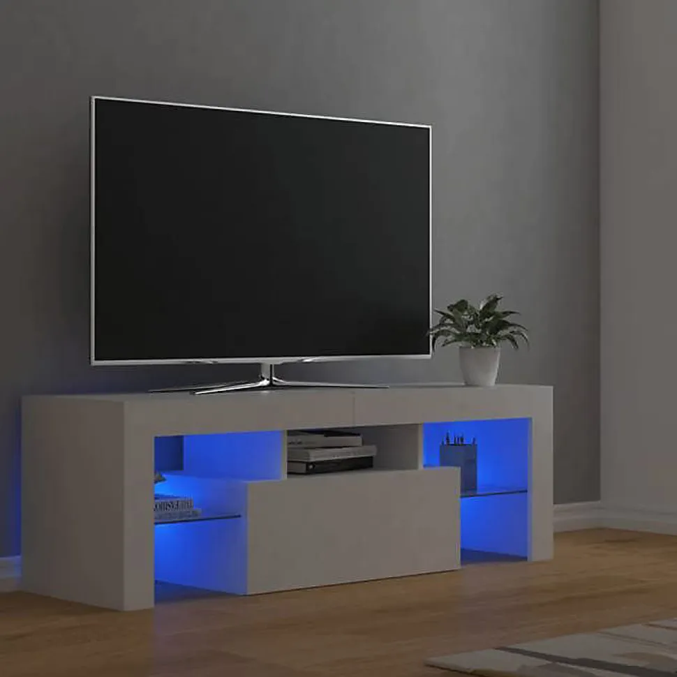 vidaXL Meuble TV avec Lumières LED, Armoire de Télévision, Meuble Télé de Salon, Armoire Basse Salle de Séjour Intérieur, 804346