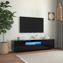 vidaXL Meuble TV avec Lumières LED, Armoire de Télévision, Meuble Télé de Salon, Armoire Basse Salle de Séjour Intérieur, 804428